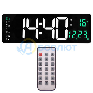 Часы настенные электронные с температурой и пультом Орбита OT-CLW19 Зеленые